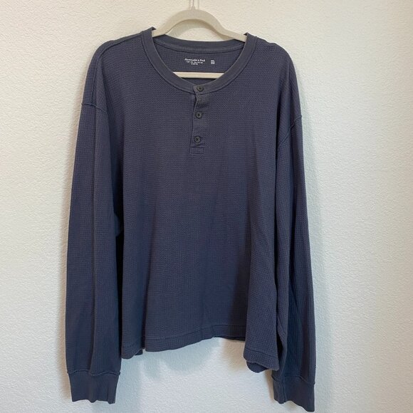 Abercrombie & Fitch Tops - Abercrombie & Fitch Blue Soft A&F Cozy Cropped Thermal Henley